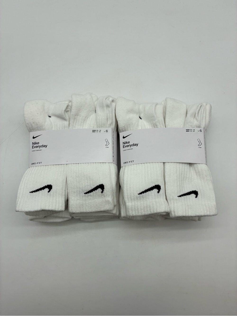 Nike Unisex Everyday Cushioned Crew Socks 6 Pairs-2 Packs, Men 8-12, Women 10-13